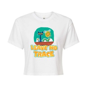 Women's - Pete the Cat - Leave No Trace Camping Cropped Graphic T-Shirt - 1 of 4