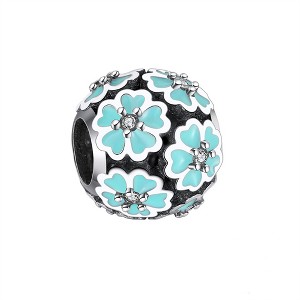 Flower Charm European Bead Sterling Silver Blue Ginger Lyne Collection - 1 of 4