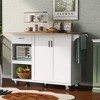 Rolling Kitchen Island, with Spice Rack, Towel Rack, Open Side Racks, Power Outlet and Storage Drawers, Multiple Design Styles and Color Combinations - 4 of 4