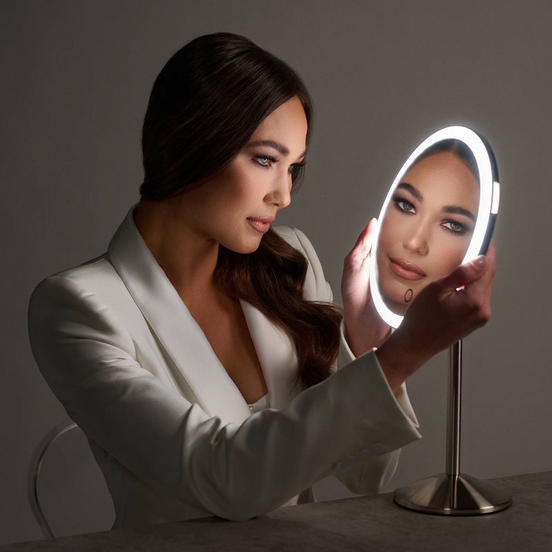 Ilios Lighting Rechargeable Round Table Makeup Mirror with 5x Magnification, 2 of 10