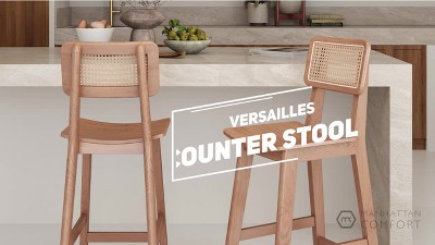 Natural Ash Wood and Cane Counter Height Dining Chair