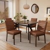 5 PCS Mid-Century Modern Style Dining Set, Channel-Stitched Chairs with Rubberwood Frame, Rubberwood Table with Metal Frame-Coolbibila - 2 of 4