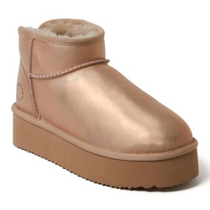 Fireside by Dearfoams Women's Kingston Genuine Shearling Platform Bootie - 1 of 4