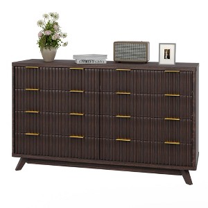 Fluted 8 Drawers Dresser for Bedroom, 54" Wide Modern Chest of Drawers, Curved Profile Design - 1 of 4