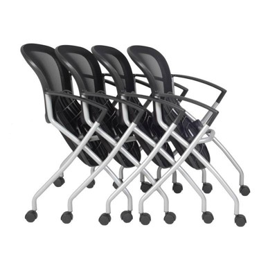 4pk Cadence Nesting Office Chair With Mesh Back & Casters, No Assembly ...