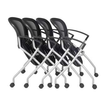 4pk Cadence Flexible High Back with Padded Fabric Seat Nesting Chair Black - Regency