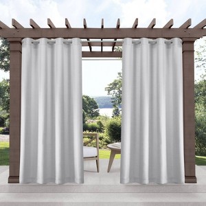 Set of 2 Indoor/Outdoor Solid Cabana Grommet Top Curtain Panels - Exclusive Home - 1 of 4