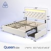 Greenstell Bed Frame with Adjustable Upholstered Headboard  and Storage 4 Drawers Charging Station & LED Lights Wood - 3 of 4