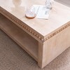 47.6" Natural Modern Farmhouse Wood Coffee Table with Beaded Trim, Open Storage Shelf Center Table for Living Room -3irtyhousy - 3 of 4
