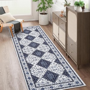 Washable Runner Rug, Vintage Printed Hallway Carpet, Non-Slip Low Pile Soft Oriental Accent Rug for Kitchen, Entryway, Laundry, - 1 of 4