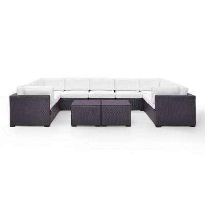 Biscayne 7pc Outdoor Wicker Sectional Set with 2 Coffee Tables - White - Crosley