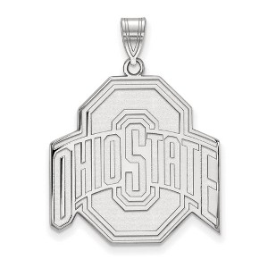 Black Bow Jewelry 10k White Gold Ohio State Buckeyes NCAA Extra Large Pendant - 1 of 3