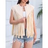 Coolmee Women's Fringe Vest 70s Denim Zip Up Jacket Hippie Sleeveless Loose Costume - 4 of 4