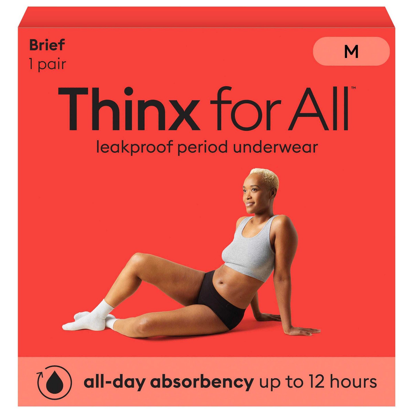 Трусы-брифы Absorbency, защита от протекания — Thinx, цвет: Чёрный — фото 1
