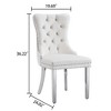 Akoasm Morden 2 Pieces Velvet Kitchen Dinning Chairs With Silver Mirror Legs-White - 2 of 4