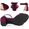 Perphy Women's Faux Velvet Ankle Buckle Strap High Chunky Heels Sandals - 3 of 4