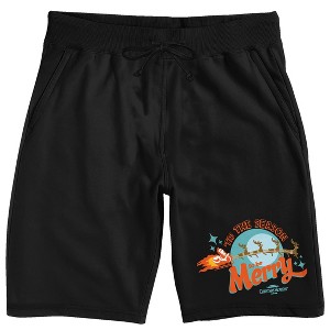 National Lampoon's Christmas Vacation "'Tis the Season To Be Merry" Men's Black Sleep Pajama Shorts - 1 of 3