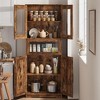 Tall Pantry Storage Cabinet with Glass Doors & Adjustable Shelf, Freestanding Linen Cupboard with Drawer - 3 of 4