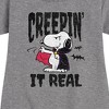 - Peanuts - Creepin It Real Graphic Short Sleeve Fleece Dress - 2 of 4