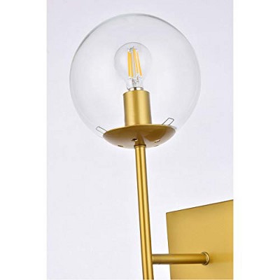 Elegant Neri Dimmable Brass and Clear Glass Globe Wall Sconce