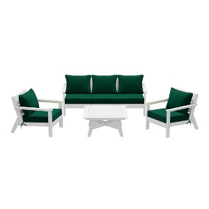 WestinTrends Avalon Outdoor 6-Piece Modular Sectional Patio Furniture Sofa Set, White/Green - 1 of 4