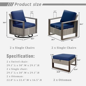 UPTIOT 6-Piece Outdoor Patio Conversation Set - 1 of 4