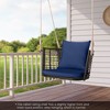 Costway Patio Hanging Rattan Basket Chair Swing Hammock Chair with Seat Cushion Navy/Grey/Beige - 2 of 4