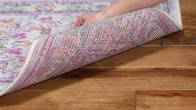 Handmade Beige and Fuchsia 8' x 10' Synthetic Area Rug