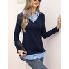 WhizMax Women's Long Sleeve Contrast Collared Shirts Patchwork Work Blouse Tunics Tops - 4 of 4