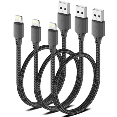BONGEEK 1.5 Foot Lightning Cable, [MFi Certified] 3Pack 1.5ft iPhone Charging Cable for Car Braided Fast Charging Short USB to Lightning