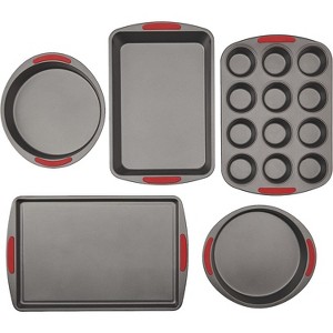 GoodCook Mega Grip 5-Piece Nonstick Steel Bakeware Set with Cookie Sheet, Roast Pan, 2 Cake Pans, and Muffin Pan, Gray,Gray - 1 of 4