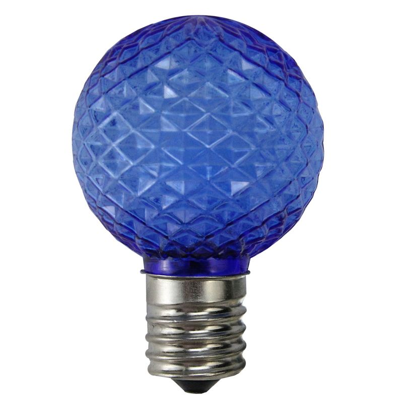 Northlight Pack of 25 LED Blue Faceted G40 Globe Christmas Replacement Light Bulbs, 1 of 2