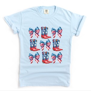 Simply Sage Market Patriotic Boots Stacked Coquette Garment Dyed Tee - 1 of 4