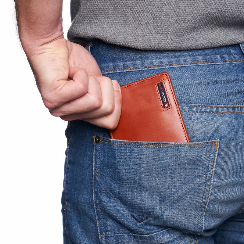 Alpine Swiss Mens RFID Blocking Cowhide Leather Wallet Bifold 2 ID Windows Divided Bill Section Comes in Gift Box, 3 of 7