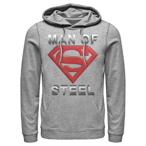 Men's Superman Man of Steel Beveled Logo Pull Over Hoodie - 1 of 3