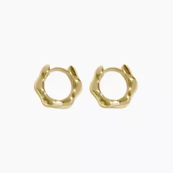 Sanctuary Project Dainty Hammered Hoop Earrings Gold