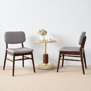 Set of 2 Mid-Century Modern Upholstered Dining Chairs with Rubberwood Frame, Splayed Legs, Fabric Cushion Seats for Dining Room, Living Room - 1 of 4