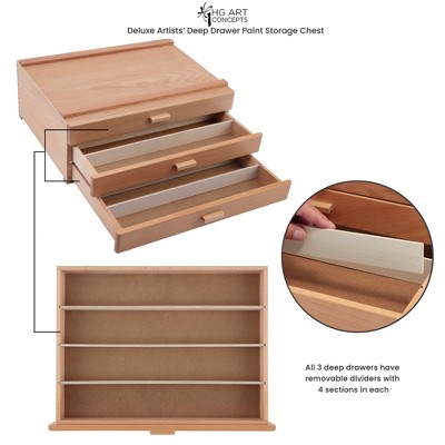 Natural Birch 3-Drawer Deluxe Artists Storage Chest