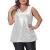 Agnes Orinda Women's Plus Size V Neck Sleeveless Front Sparkle Glitter Sequin Packs Tank Tops - 2 of 4