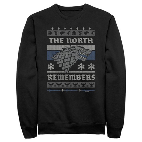 Men s Game of Thrones The North Remembers Ugly Christmas Sweater Sweatshirt Black 3X Large