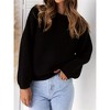 Imily Bela Women's Fall/Winter Crewneck Casual Puff Sleeve Knit Pullover Ribbed Oversized Loose Sweater Tops - 3 of 4