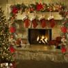 6FT Christmas Garland with Lights, Prelit Artificial Garland with Pine Cones Poinsettia, Xmas Garland for Indoor Outdoor Holiday Home Decorations - 2 of 4