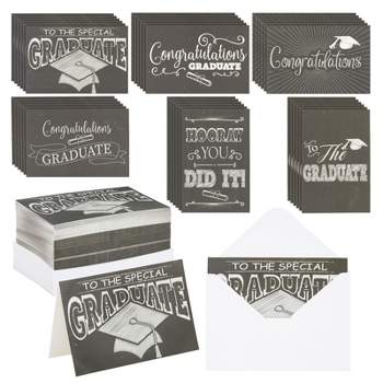 Best Paper Greetings 60 Pack Graduation Greeting Cards Bulk Set with Envelopes, Chalkboard Design, 4 x 6 in
