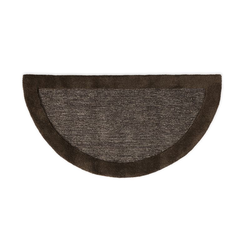 Plow & Hearth 2' X 4' Madrid Banded Half-round Hearth Rug, In Charcoal ...