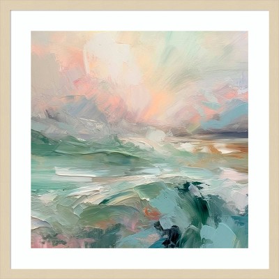 Pink Morning V Svelte Natural Framed Abstract Coastal Print