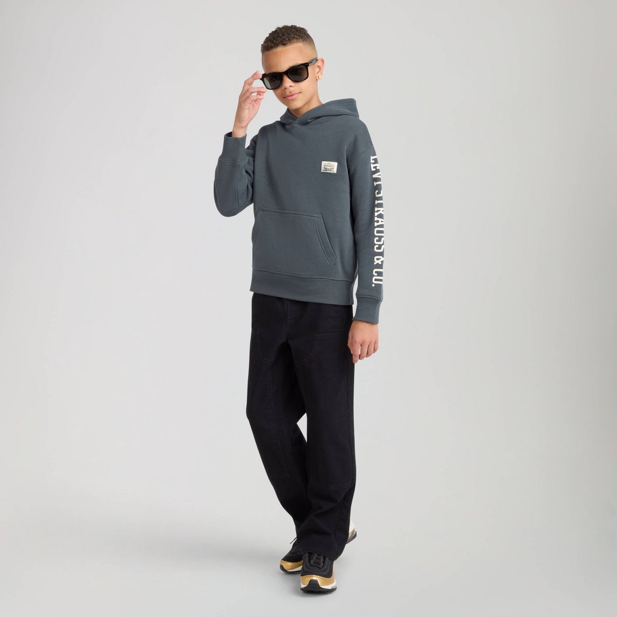 Levi's® Boys' Fleece Pullover Hooded Sweatshirt - Slate - thumbnail 3