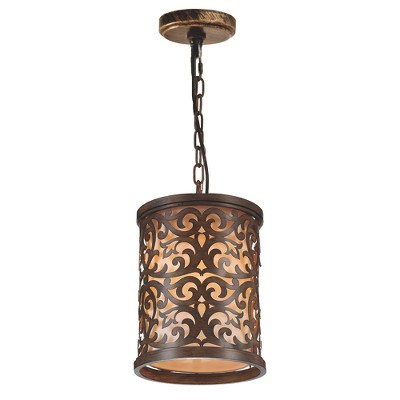 CWI Lighting Nicole 1 Light Drum Shade Mini Pendant With Brushed Chocolate Finish