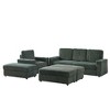 Corduroy L-Shaped Sectional Sofas Single Recliner with Cup-Holding Grooves, Deep Seat, and Storage Options - 3 of 4