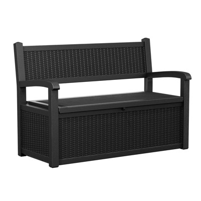 Dolonm Patio Bench with Storage - Resin Outdoor Patio Bench， for Deck, Patio, Garden, 70 Gal deck box,Backyard