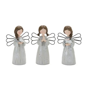Floral Etched Angel Figurine (Set of 3) - 1 of 4